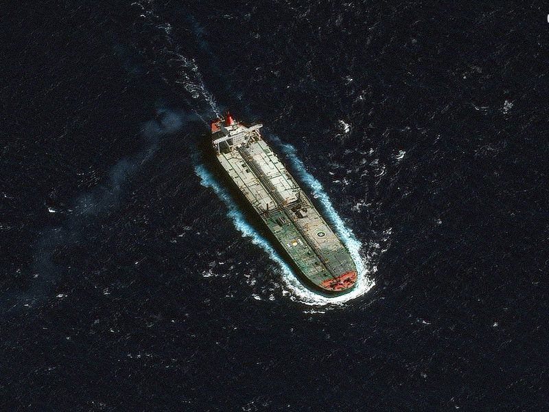 A seized Venezuelan crude oil tanker is shown in December in the Caribbean Sea in a Vantor image created with the AI-powered Maritime Sentry system. Credit: Vantor