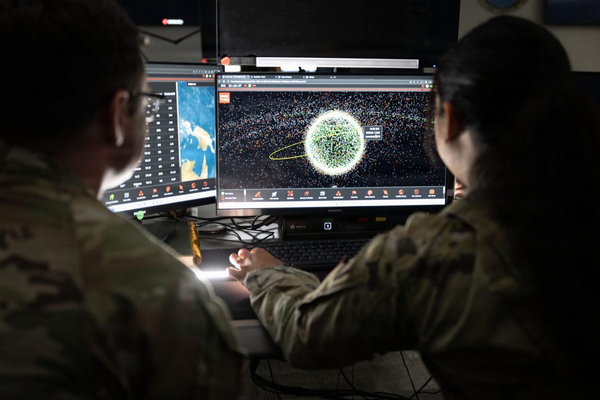 U.S. Space Force Guardians monitor workstations at Vandenberg Space Force Base, home of the Combined Space Operations Center. These operators ensure satellite services, including GPS and missile warning, are accessible by U.S. military forces.