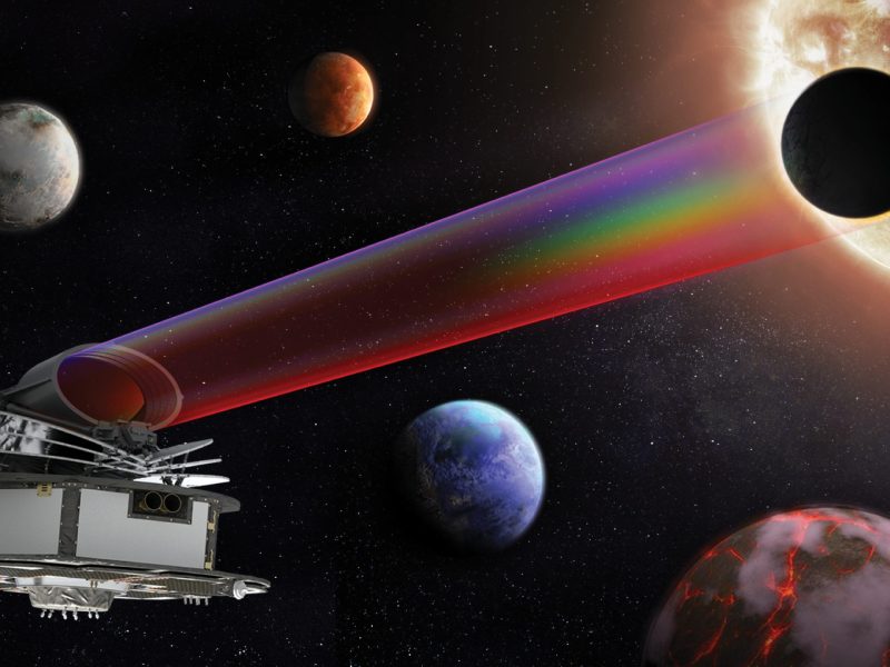 Illustration of ESA's Atmospheric Remote-sensing Infrared Exoplanet Large-survey (ARIEL) orbital telescope, which will study the atmospheres of exoplanets. Credit: ESA, CC BY-SA IGO 3.0